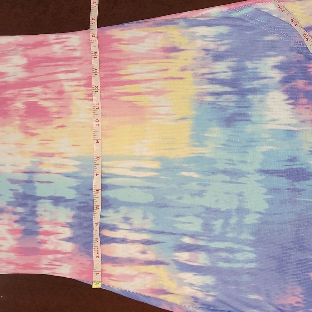 Spring Pastel Tie-Dye Racerback Muscle Maxi Dress With Crosses Front Hem Size 2X - Picture 6 of 13